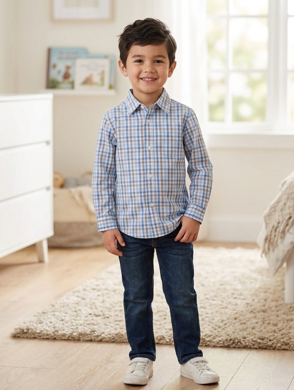 Nautica Long-Sleeve Plaid Shirt, Size 4T